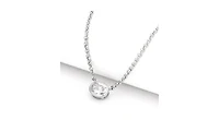 Rivka Friedman Rhodium Oval Bezel Cubic Zirconia Pendant Necklace