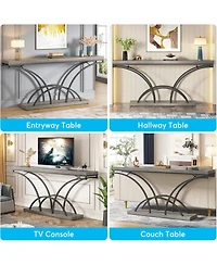 Tribesigns 70.9-Inch Narrow Sofa Table, Extra Long Console Tables for Entryway, Tv Console Behind Couch Table with Stylish Metal Frame for Living Room