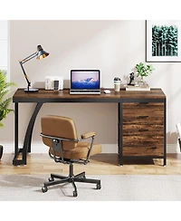 Tribesigns 59 Inch Computer Desk with 3 Drawers, Industrial Pc Study Writing Table Workstation File Storage, Home Office Desks