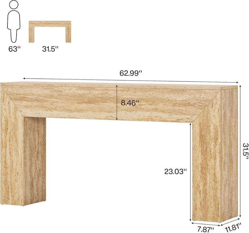 Tribesigns 63" Modern Entryway Table, Narrow Long Sofa Console, Wooden Rectangular Accent Table Behind Couch