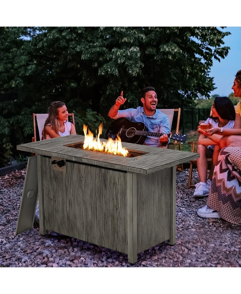 Sugift 43 Inch 50 000 Btu Propane Fire Pit Table with Removable Lid-Gray