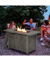 Sugift 43 Inch 50 000 Btu Propane Fire Pit Table with Removable Lid-Gray