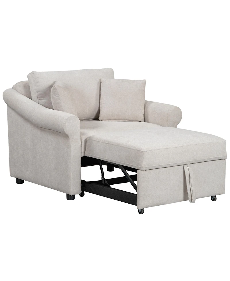 Streamdale Chenille Convertible Sleep Chair, 3-in-1 Lounger to Bed