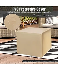 Sugift 28 Inch 40 000 Btu Square Fire Pit Table with Lid and Lava Rocks-Gray