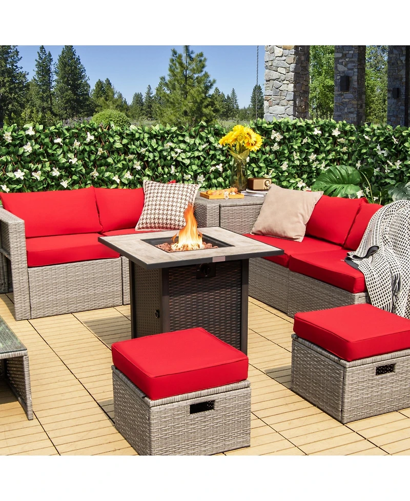Sugift 30 Inch Square Propane Gas Fire Pit Table Ceramic Tabletop