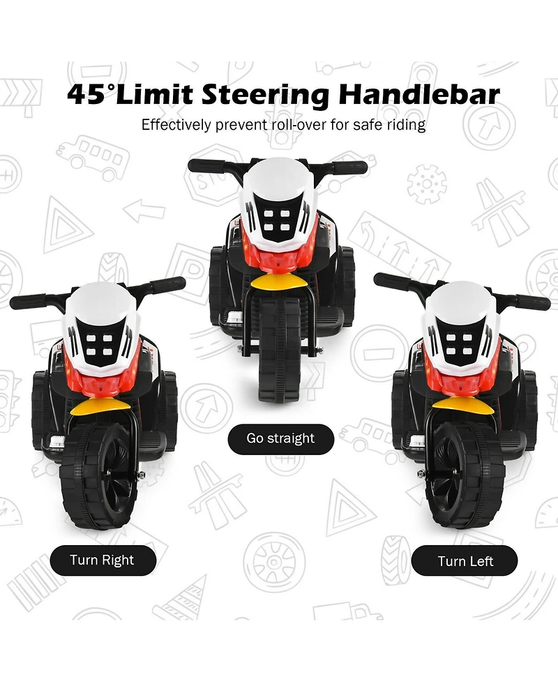 Sugift 6V 3-Wheel Electric Ride-On Toy Motorcycle Trike with Music and Horn