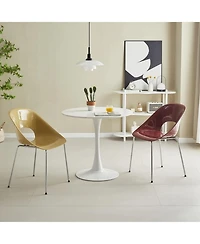 Streamdale Modern Mdf Top & Steel Base White Round Table