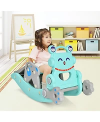 Vebreda 4-in-1 Rocking Horse and Slide Set for Kids-Blue
