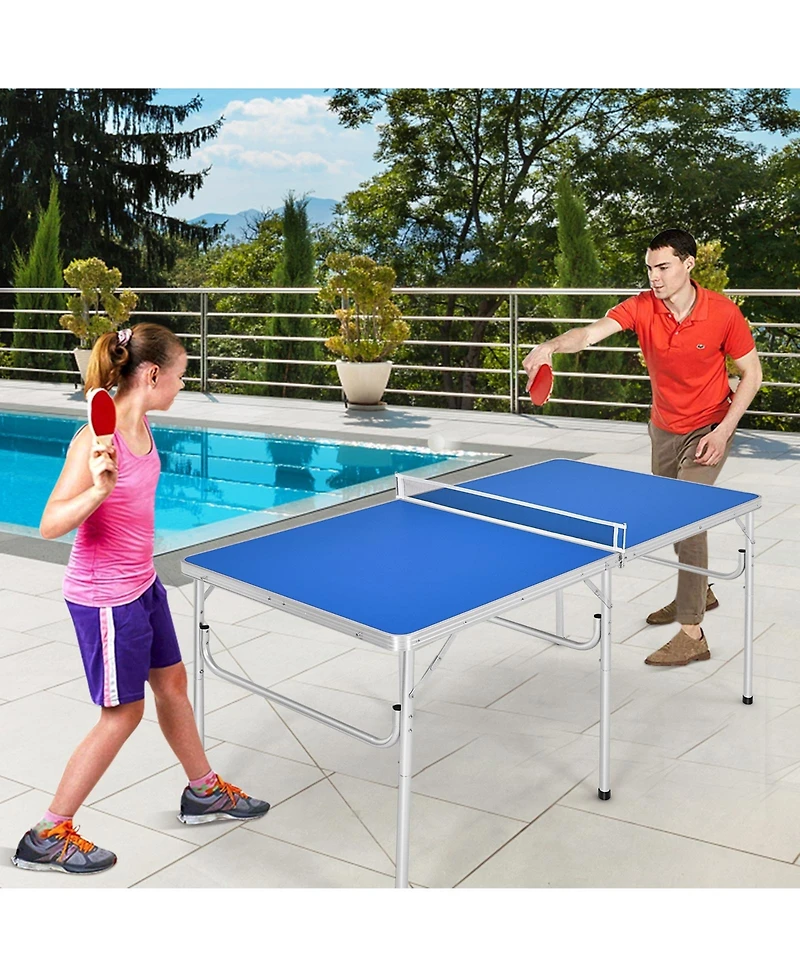 Vebreda 60 Inch Portable Tennis Ping Pong Folding Table with Accessories-Blue