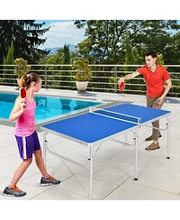 Vebreda 60 Inch Portable Tennis Ping Pong Folding Table with Accessories-Blue