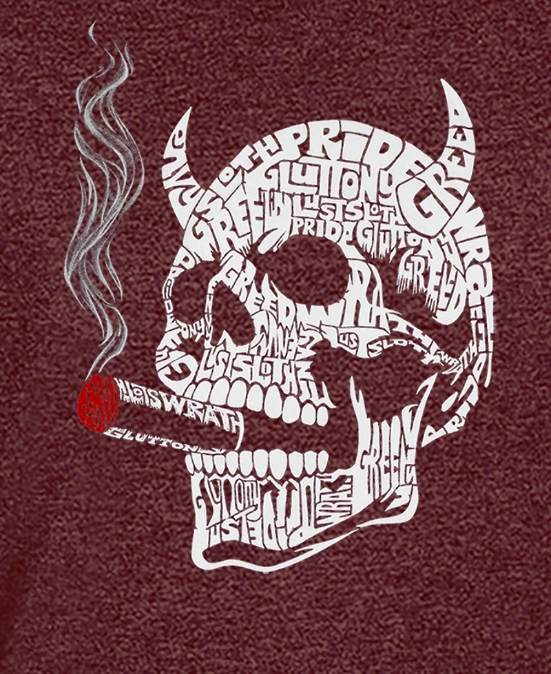 La Pop Art Men's 7 Deadly Sins Skull Premium Blend Word T-Shirt