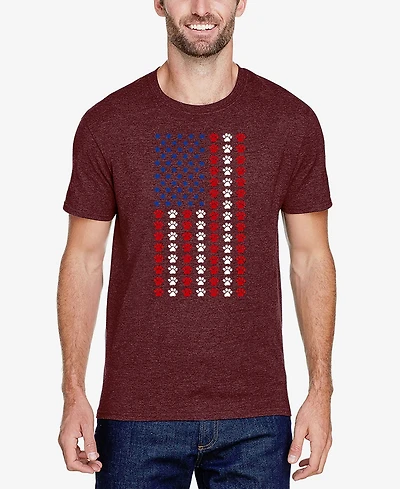 La Pop Art Men's Paws Flag Premium Blend Word T-Shirt