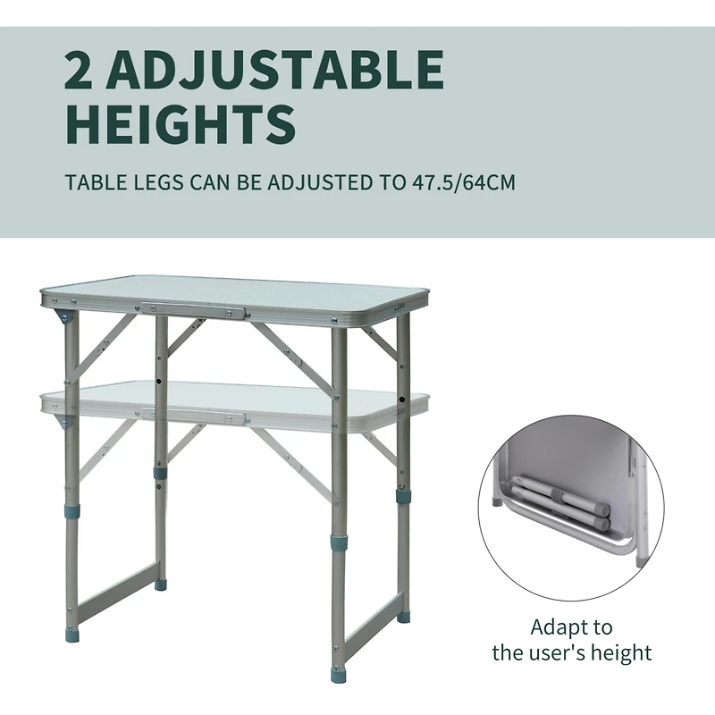 23" Adjustable Folding Camping Table with Carry Handle