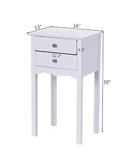 Sugift Side Table End Accent Table with 2 Drawers-White