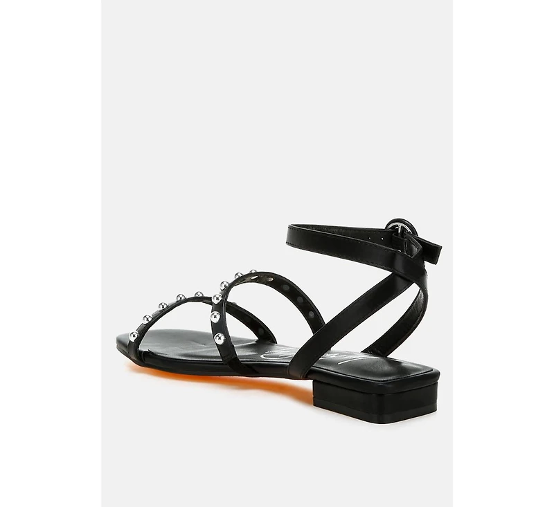 Flippity Studded Ankle Strap Flat Sandals