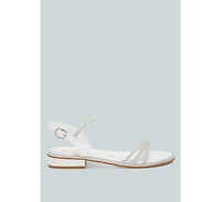 London Rag Nobbity Rhinestone Pearl Detail Flat Sandals