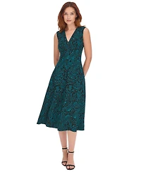 Tommy Hilfiger Women's Printed V-Neck Midi Dress