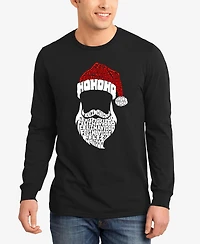 La Pop Art Men's Feliz Navidad Santa Claus Word Long Sleeve T-Shirt