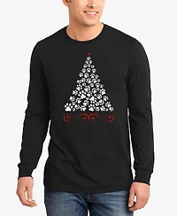La Pop Art Men's Paw Christmas Tree Word Long Sleeve T-Shirt