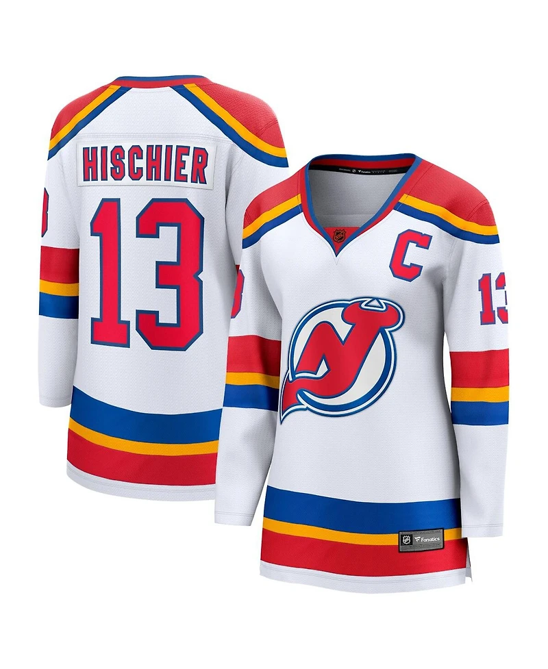 Fanatics Women's Nico Hischier White New Jersey Devils Captain Patch Special Edition 2.0 Breakaway Player
