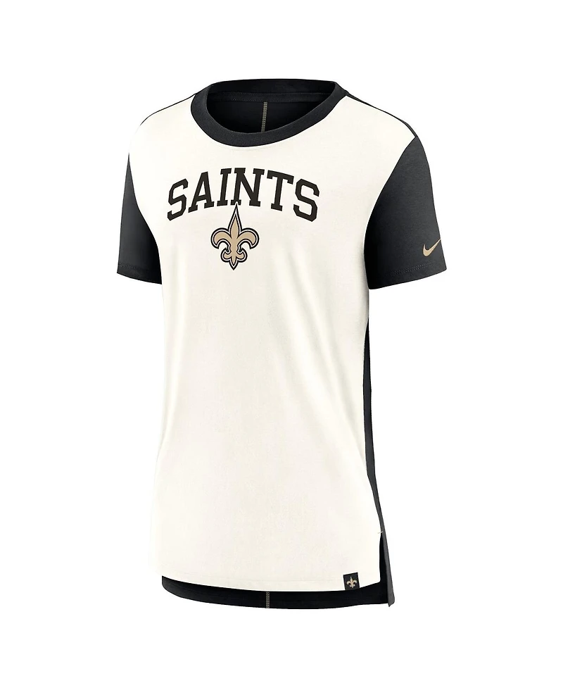 Nike Women's Cream/Black New Orleans Saints Wordmark Tri-Blend T-Shirt