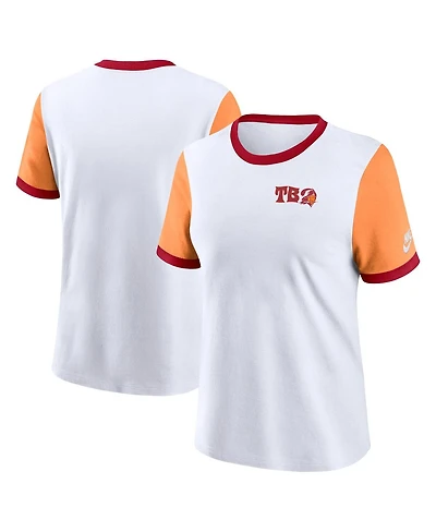 Nike Women's White/Orange Tampa Bay Buccaneers Rewind Ringer T-Shirt
