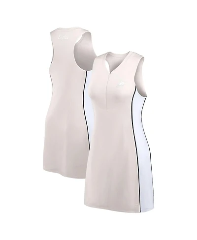 Fanatics Women's Cream Philadelphia Eagles Studio Boost Athletic Half-Zip Dress