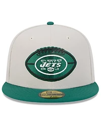 New Era Men's Stone/Green York Jets 2024 Sideline Historic 59FIFTY Fitted Hat