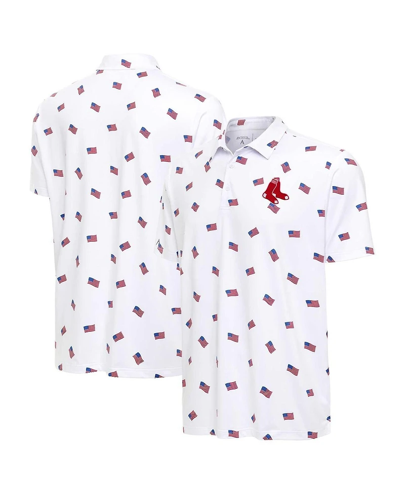 Antigua Men's White Boston Red Sox Americana Polo