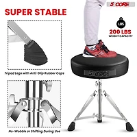 5 Core Drum Throne Comfortable Padded Guitar Stool Height Adjustable Music Dj Chair Heavy Duty Seat - Black
