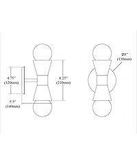 Dainolite 8.25" Metal Fortuna 2 Light Wall Sconce