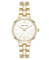 Anne Klein Women's Quartz Modern White Enamel and Gold-Tone Alloy Metal Watch, 30mm