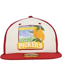 New Era Men's White/Red Inland Empire 66ers Theme Night Redlands Pickers 59FIFTY Fitted Hat
