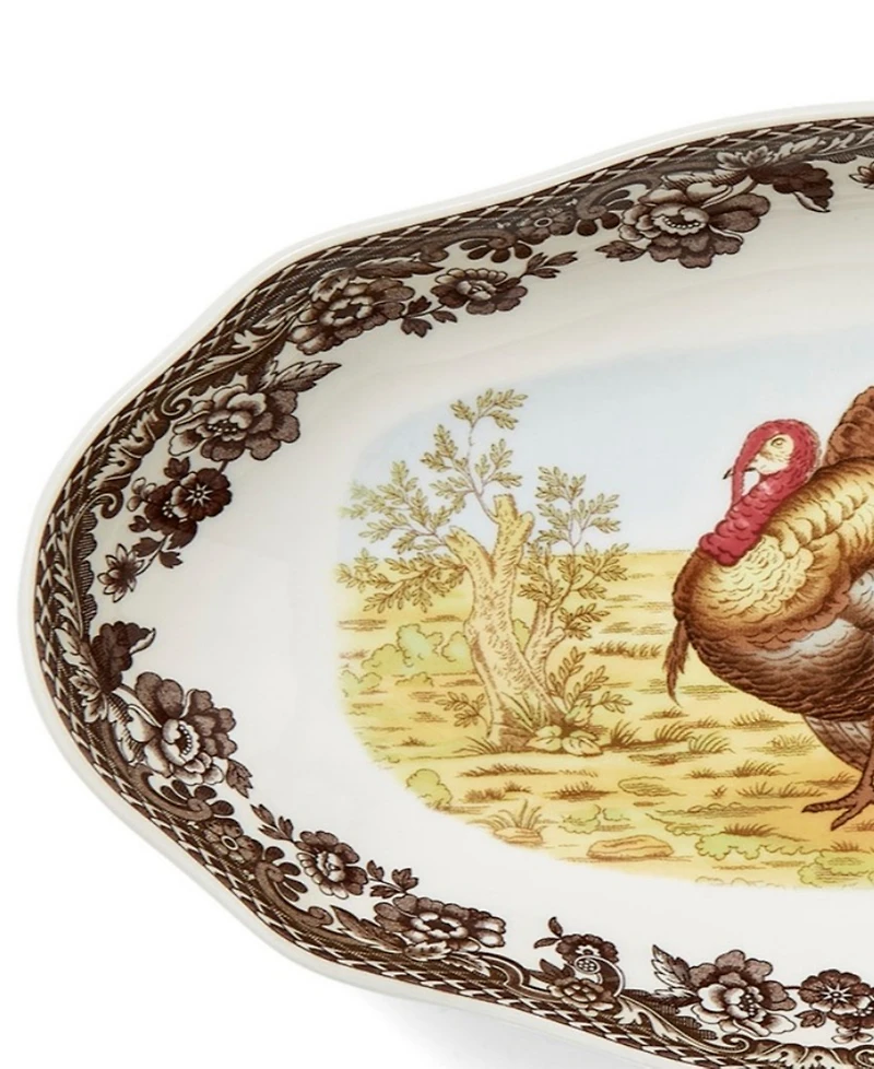 Spode Woodland Turkey Pickle Dish, Set of 2