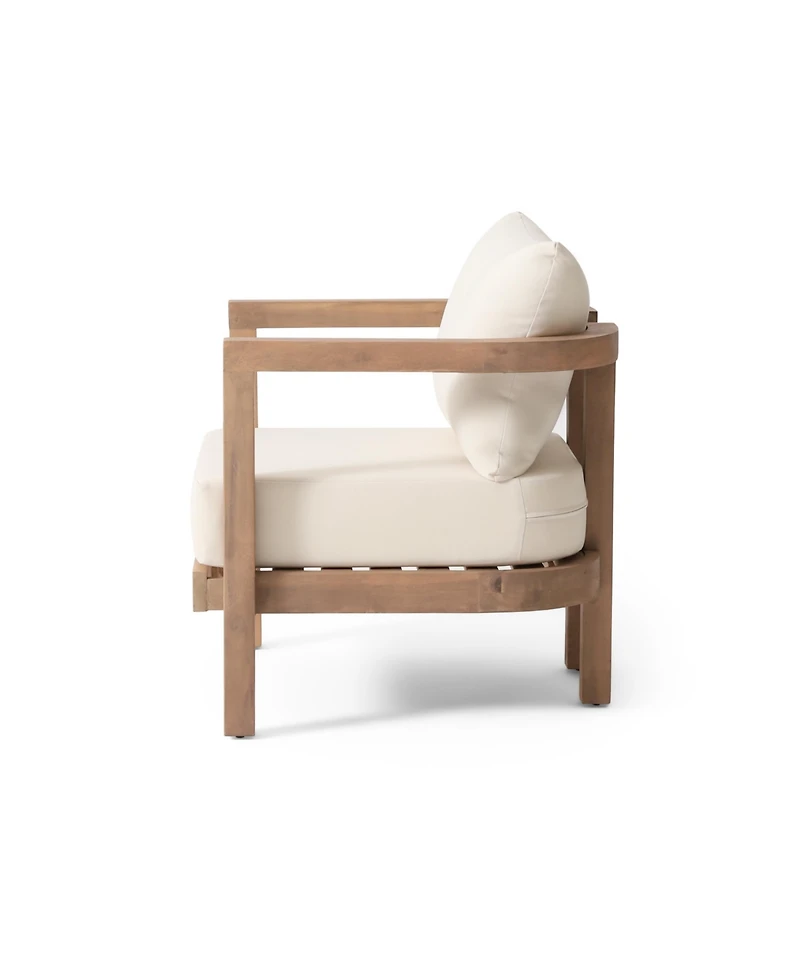 Modern Acacia Wood Club Chair With Cushions (Set Of 2)