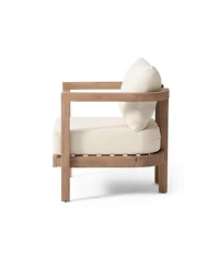 Modern Acacia Wood Club Chair With Cushions (Set Of 2)