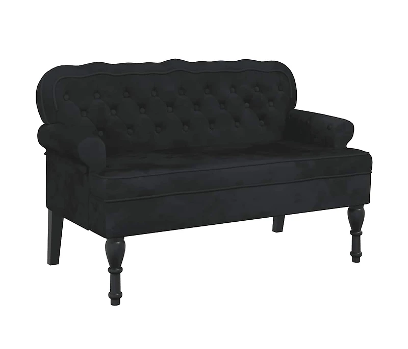 Bench with Backrest Black 47"x25.4"x29.5" Velvet
