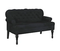 Bench with Backrest Black 47"x25.4"x29.5" Velvet
