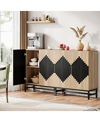 Tribesigns FarmYFuse Sideboard Cabinet with Storage, 63" Buffet Storage Cabinet with Doors, Tall Vintage Credenza Wood Coffee Accent Cabinet with Stor