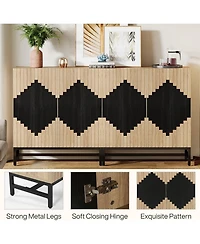 Tribesigns FarmYFuse Sideboard Cabinet with Storage, 63" Buffet Storage Cabinet with Doors, Tall Vintage Credenza Wood Coffee Accent Cabinet with Stor