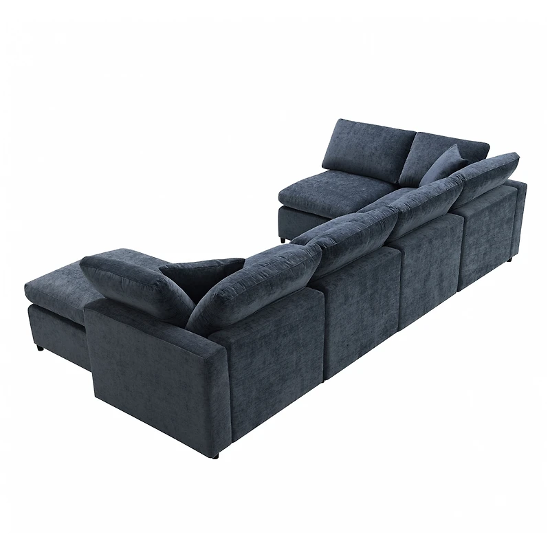 Streamdale Furniture Modern Modular 6-Seat Cloud Sofa Bed with Ottoman