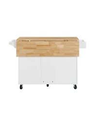 Versatile Kitchen Island: Drop Leaf, Rolling Cart, Storage, White