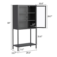 Streamdale Heavy Duty Storage Cabinet with Glass Doors and Shelves