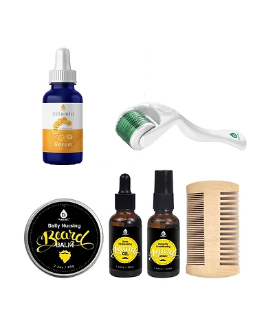Pursonic Beard Care Grooming Kit, Micro Needle Derma Roller 0.5 mm, and Vitamin C Serum (3 fl. oz) Gift Bundle