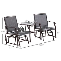 Outdoor Glider Chairs & Coffee Table for Patio & Porch