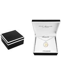 Marsala Diamond Om Openwork Halo 18" Pendant Necklace (1/4 ct. t.w.) in Sterling Silver & 14k Gold-Plate