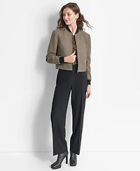 Dkny Petite Tweed Zip-Front Bomber Jacket