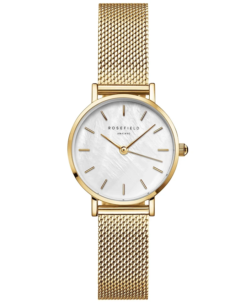 Rosefield Small Edit Women's Gold Tone Stainless Steel Mesh Bracelet Watch 26mm