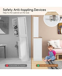 Skonyon Double Tilt Out Trash Cabinet with Hutch and Rubber Wood Countertop