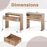Extendable Computer Desk with Pull Out Secondary Desk-Natural